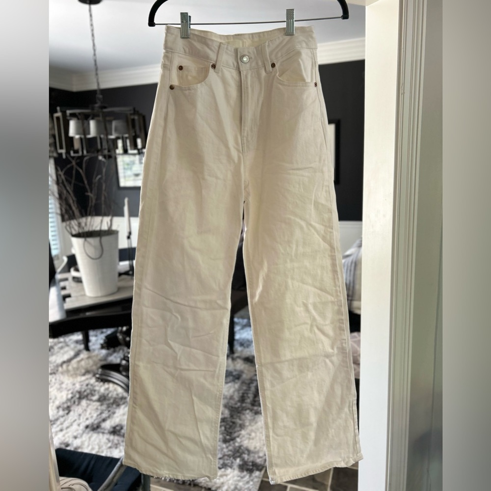 White wide leg jeans